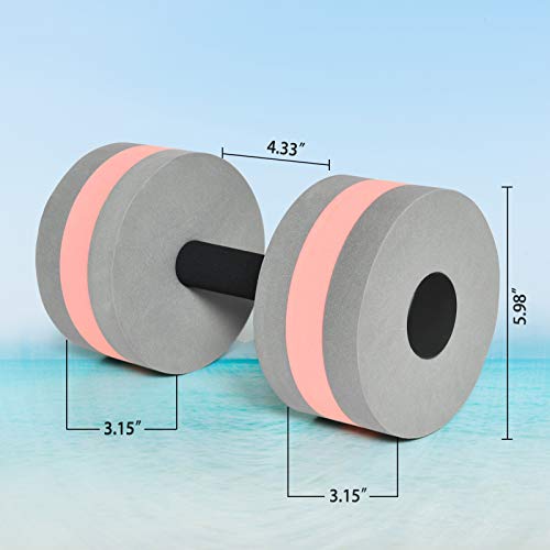 Timoo Aquatic Dumbells Set of 2 Water Dumbells Pool Resistance Water Weight Water Aerobics High-Density EVA-Foam Pool Fitness Grey