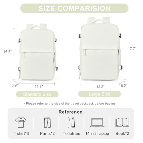 coofay Large Travel Backpack For Women Men Airline Approved Carry On Bags For Airplanes Underseat Luggage Backpack For Traveling On Airplane Personal Item Travel Bag For Airlines White