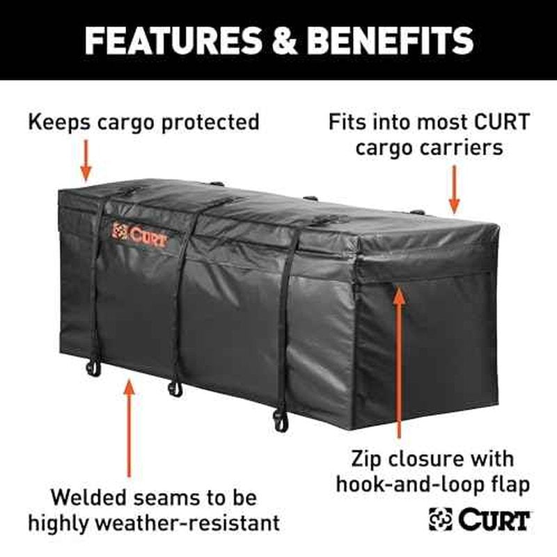 CURT 18210 56 x 18 x 21-Inch Weather-Resistant Black Vinyl Cargo Bag for Hitch Carrier