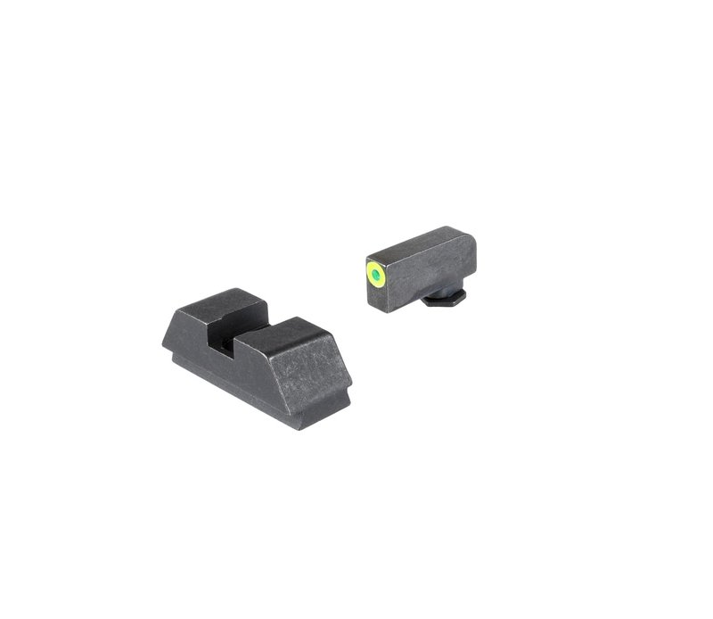 AMERIGLO Optic Compatible Sight Set for Glock - L Tall Green Tritium LumiGreen Outline .220" Front Plain Black .295" Rear