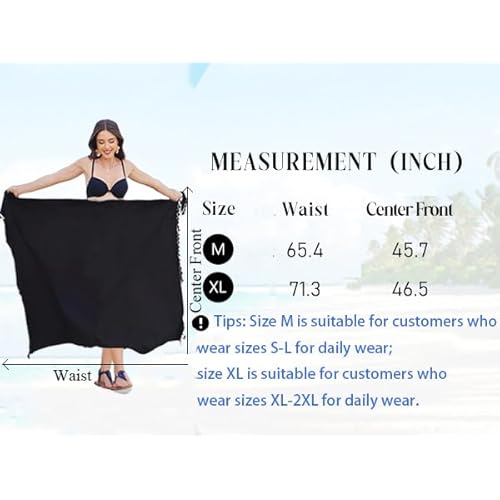 AI'MAGE Sarong Wraps for Women Long Beach Swimsuit Cover Up Swimwear Pareo with Tassels Bikini Skirt Coverup for Bathing Suit