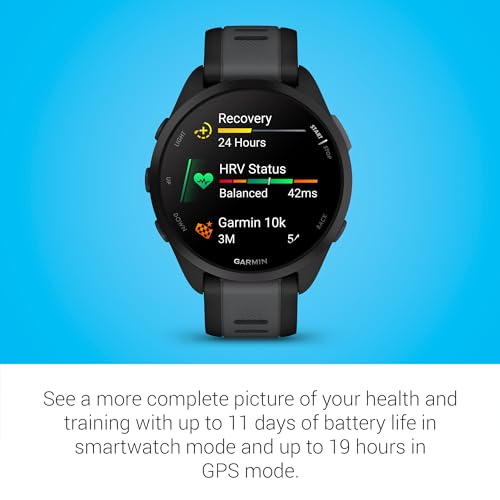 Garmin Forerunner 165 Music, Running Smartwatch, Colorful AMOLED Display, Training Metrics and Recovery Insights, Music on Your Wrist, Black