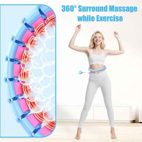 65 Inch Adjustable Weighted Hula Detachable Hoop for Adults Weight Loss, Plus Size Quiet Infinity Fitness Hoop with 32 Links, Non-Drop Funny Smart Exercise Hoops for Women and Beginners