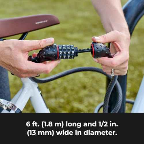 Master Lock Cable Lock, Set Your Own Combination Bike Lock, 6 ft. Long, Black, 8122D