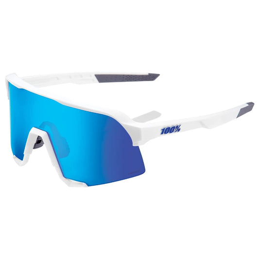 100% S3 Sport Performance Cycling Sunglasses (MATTE WHITE - HiPER Blue Multilayer Mirror Lens)