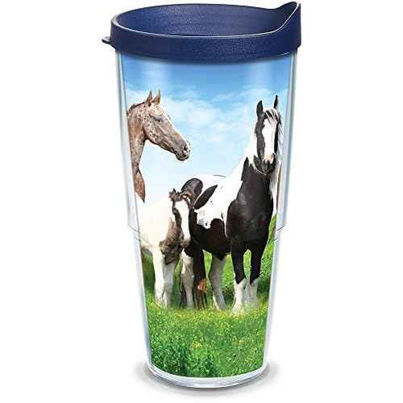 Tervis Horses Made in USA Double Walled Insulated Tumbler Travel Cup Keeps Drinks Cold & Hot, 24oz, Clear