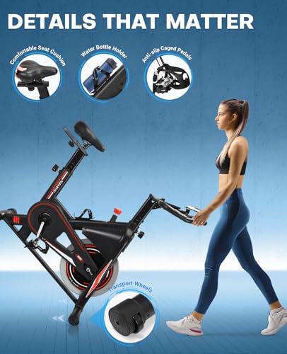 Exercise Bike, DMASUN Silent Magnetic Resistance Stationary Bike for Home with 330/350 LBS Capacity, Workout Bike with Comfortable Seat Cushion, Digital Display with Pulse