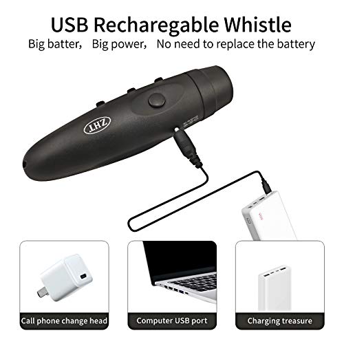 ZHT Electronic Whistles for Referees with USB Charging, 3 Tone High Volume Emergency Whistle for Coaches Teacher, Outdoor Safety Whistles with Lanyard- Black Color