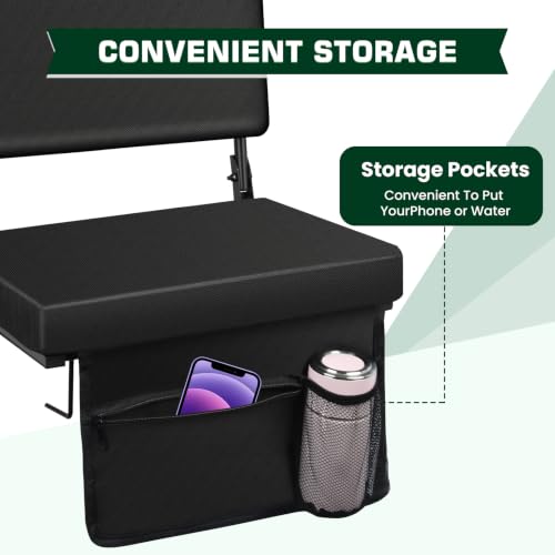 PALATALA Black Stadium Seats with Back Support 2-Pack - Bleacher Chairs with Cushions