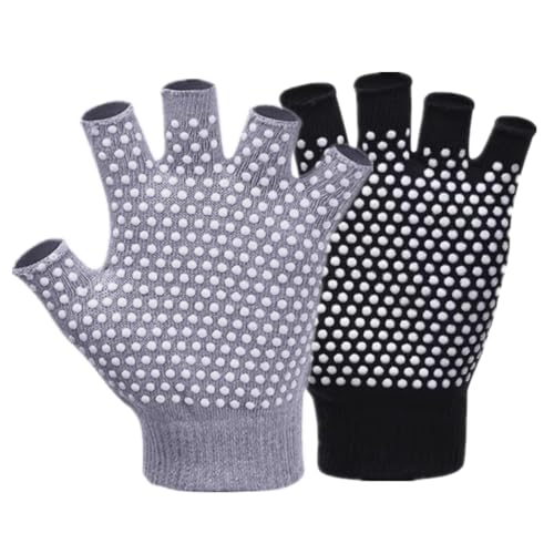 YL TRD V 2 Packs of Non Slip Fingerless Yoga Gloves Exercise Gloves Workout Gloves (with White dots)