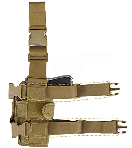 Molle Tactical Pistol Thigh Gun Holster, Drop Leg Holster, Right Hand Adjustable