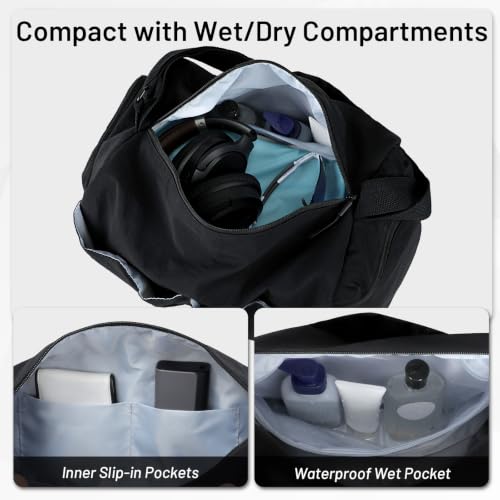 MIER 19L Small Gym Bag for Women with Shoe & Wet Pocket - Black