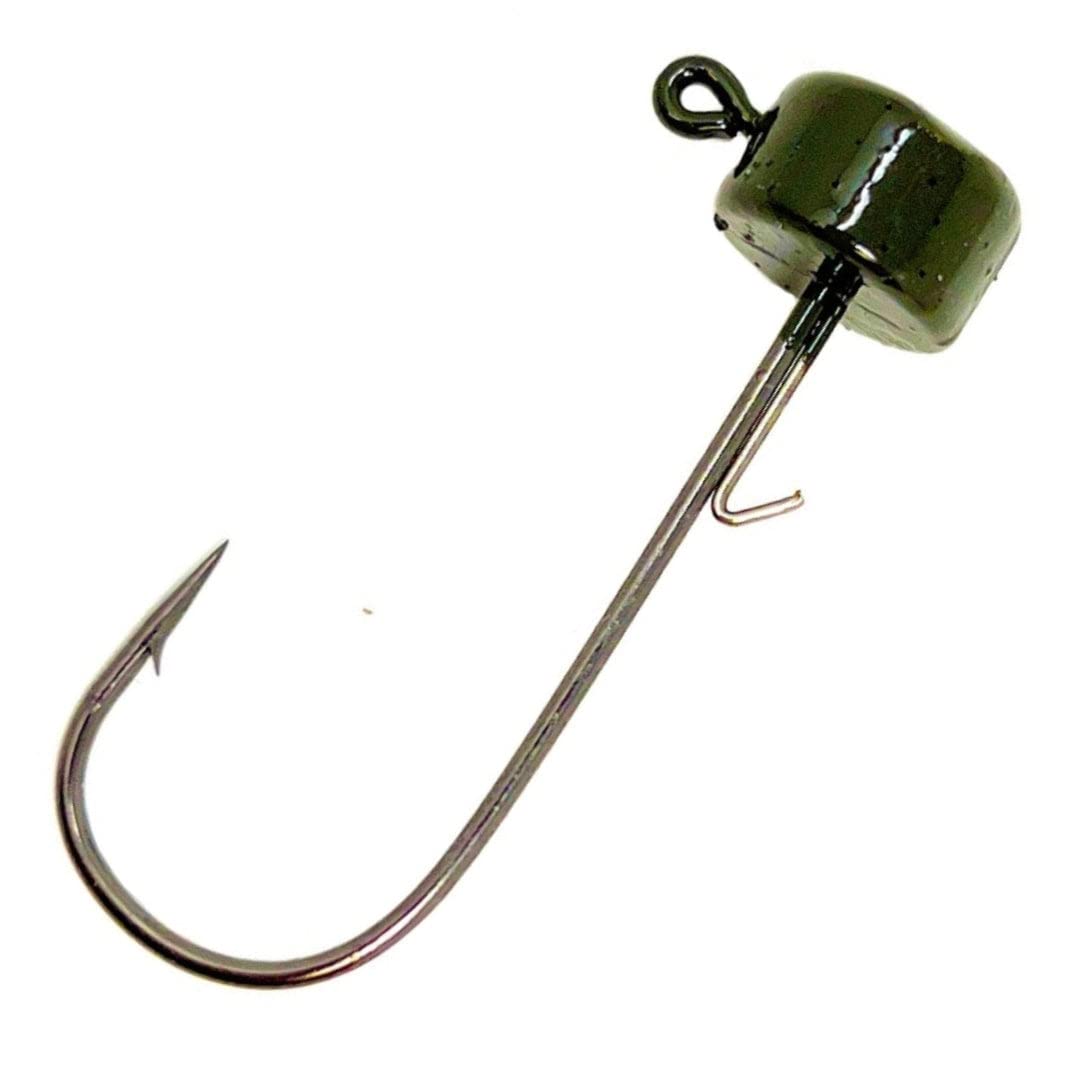 Reaction Tackle Mushroom Jig Heads for Ned Rig Finesse Bass Fishing, Stand-Up Design with Standard and EWG Hook Options - 3/16 Oz Green Pumpkin (25-Pack)