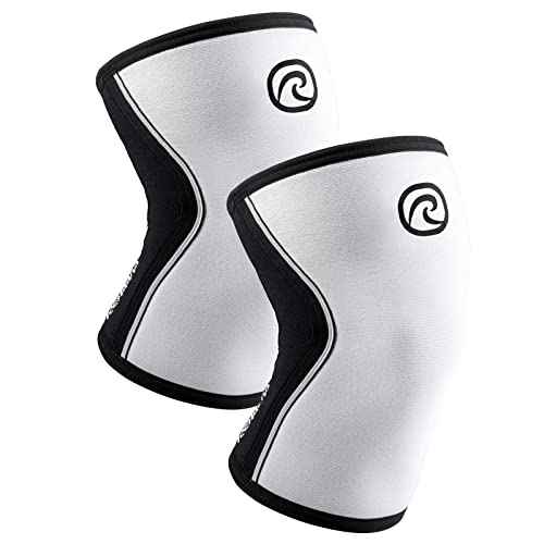 Rehband 5mm Knee Sleeves for Functional Training, Cross-Training & Powerlifting, Weightlifting Knee Support made of Neoprene, Unisex, Colour:White/Black - 1 Pair, Size:X-Small