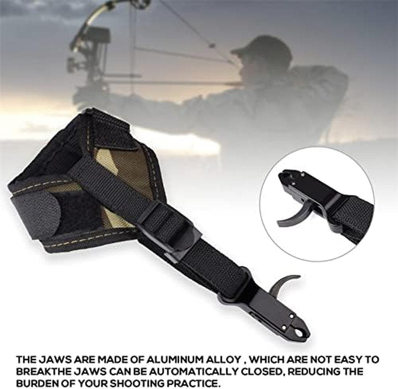 Adjustable Archery Compound Bow Release Aid - Foldback Design, Black Wrist Strap Trigger Caliper for Right/Left Hand