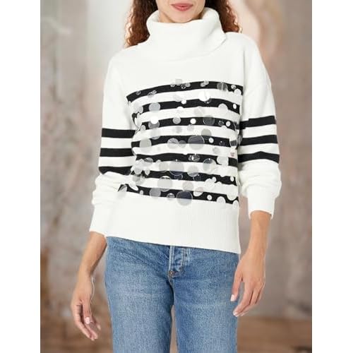 Karl Lagerfeld Paris Women's Stripes Pailletes Top