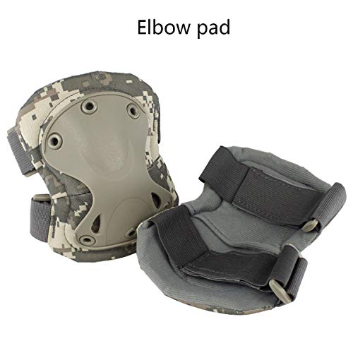 Tactical Combat Knee & Elbow Protective Pads Set for Outdoor CS Paintball Game Cycling Safety Skateboarding Gear Skates Knee Protection Guard Pads (ACU)