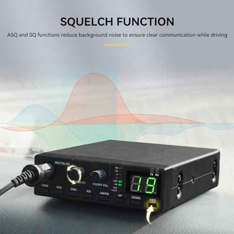 Retevis MB2 AM/FM Professional CB Radio, 40 Channels Mini Radio, Easy to Operate, Squelch Knob ASQ, VOX, Auto-Scan, CB Mobile Radio for Truckers, Black