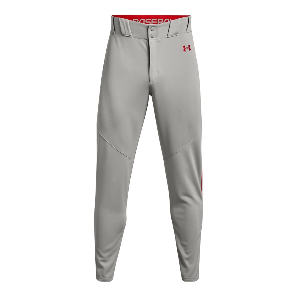 Under Armour Men's Utility Baseball Straight Leg Pant Pipe 22, (083) Baseball Gray/Red/Red, Medium