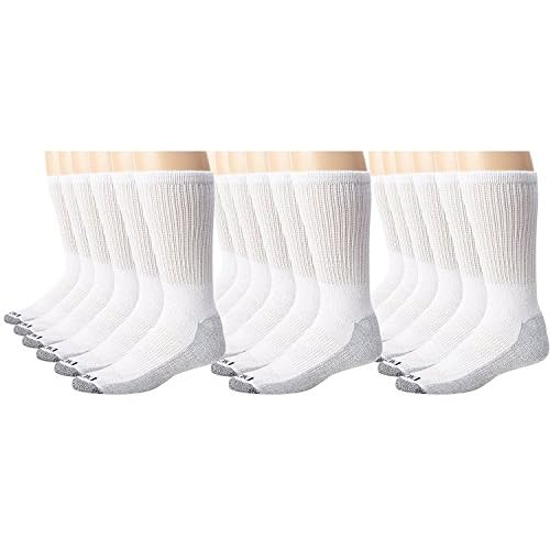 Dickies Men's Dri-Tech Comfort Crew Socks, White , 18 Pair
