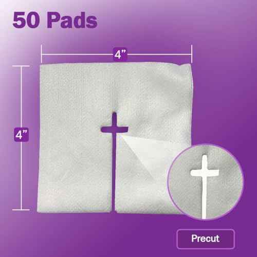 Split Gauze Sponges 4x4 Sterile - 1 Pack of 50 6 Ply Feeding Tube Pads - Drain Sponges for Catheters, IVs, Tracheostomy, and G Tubes