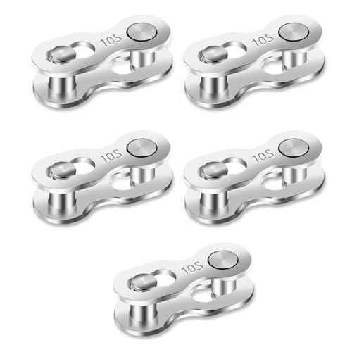 5 Pairs Bicycle Missing Link for 10 Speed Chain, Silver, Reusable Bike Chain Master Link for Road Mountain Racing Cycling