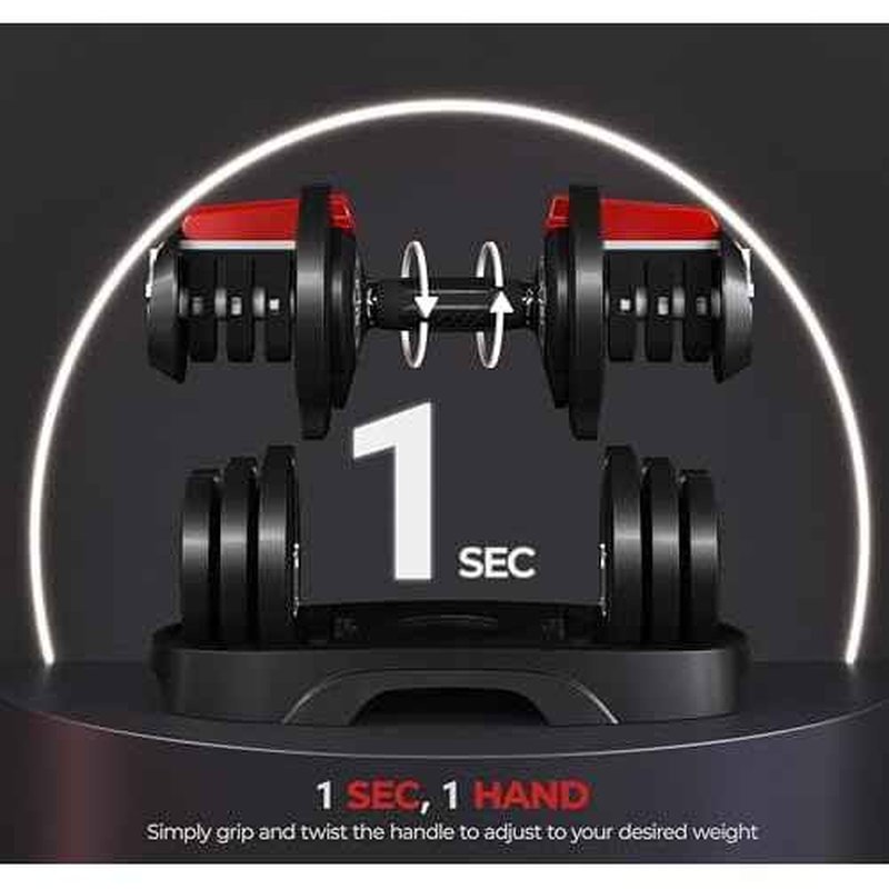 Yaheetech Adjustable Dumbbell Set 28/40/52.5/90LBS Adjustable Dumbbells Fast Adjust Dumbbell Weight Set with Anti-Slip Handle and Tray for Men/Women Home Gym Strength Training Equipment Single/Pair