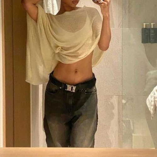 KMBANGI Women Sheer Knit Poncho Lightweight See Through Shrug Bolero Sweater Top Mesh Knit Shawl Wraps Cover Up