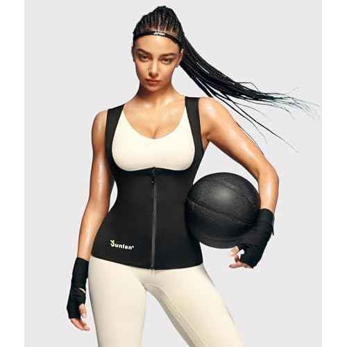 Junlan Sauna Suit for Women Waist Trainer Vest for Women Sweat Tank Top Shaper for Women with Zipper