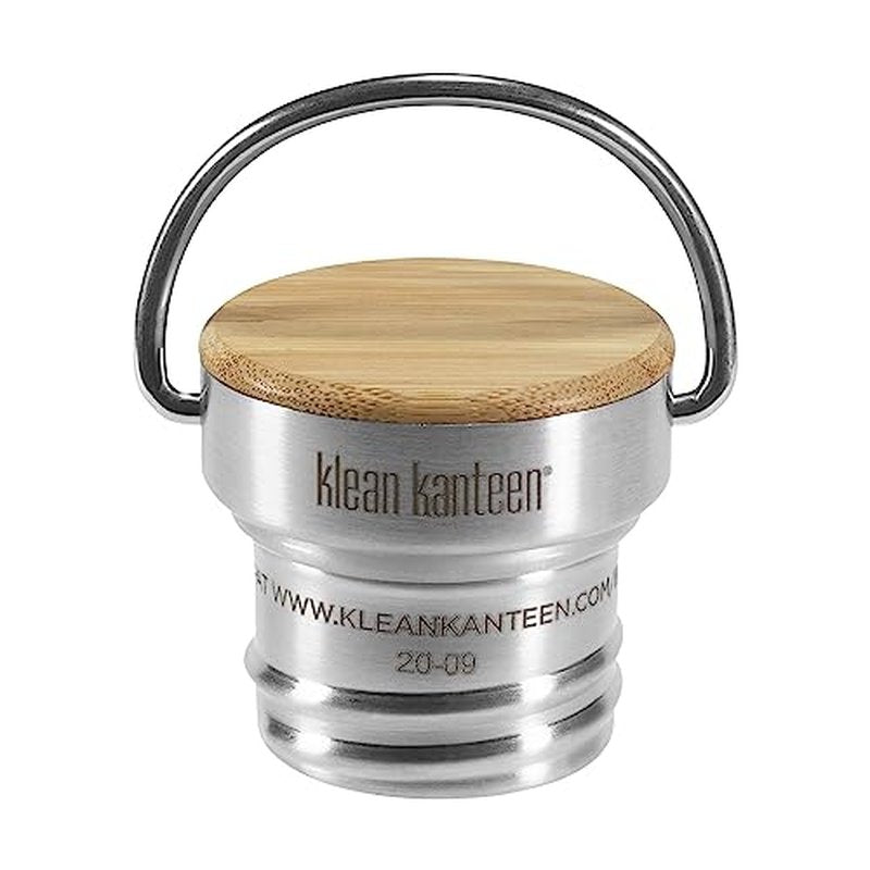 Klean Kanteen Classic Bamboo Cap - Stainless Steel Water Bottle Lid - Made with Sustainably Sourced Bamboo - Brushed Stainless Steel - BPA Free