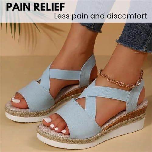 Sikrit OrthoStella Ergonomic Pain-Relieving Sandals for Women, Womens Width Sandals Flat Wedge Heel Hollow Beach Sandals (beige,38)