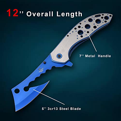 Snake Eye Tactical 12" Jumbo Huge Heavy Duty Ultra Smooth One Hand Opening Folding Pocket Knife Limited Edition Collectors Knife - Ideal for Recreational Work Hiking Camping (Blue)