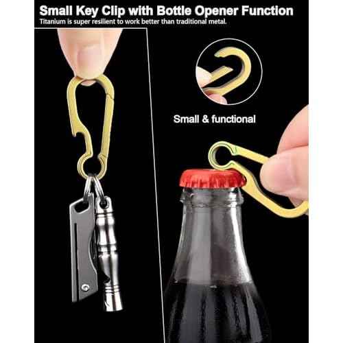 Titanium Carabiner Keychain Clip Small Carabiner Clips Heavy Duty Key Holder Anti-Lost Quick Release Key Chain for Keys Bottle Opener Keychain