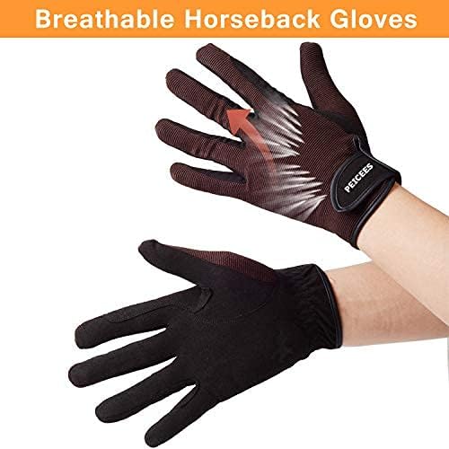 Peicees Horse Riding Gloves Professional Equestrian Riding Gloves for Women/Men/Kids Touchscreen Horseback Riding Gloves for Horse Riding Cycling Motorcycle and Outdoors Black/Coffee