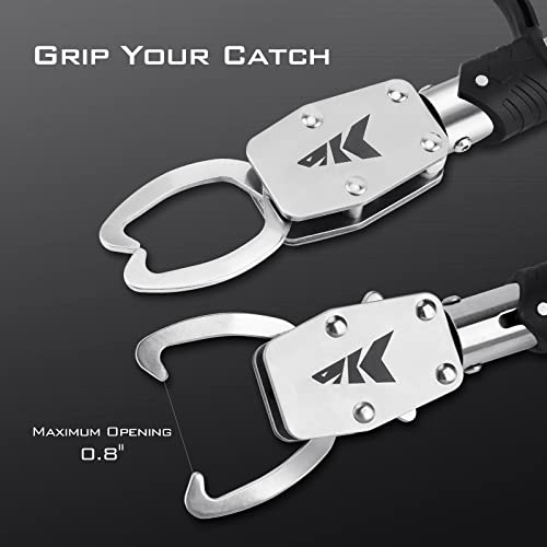 KastKing 7” Fishing Pliers with Fish Lip Gripper, Upgraded Split Ring Plier and Fish Lip Gripper, Black