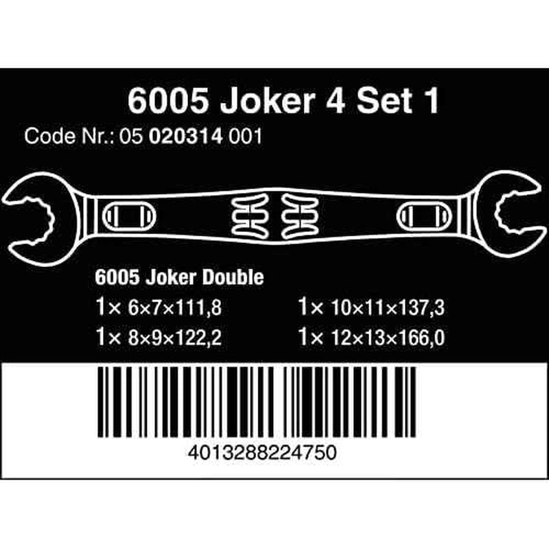 6005 JOKER 4 SET 1 DOUBLE OPEN-ENDED WRENCH SET, 4 PIECES