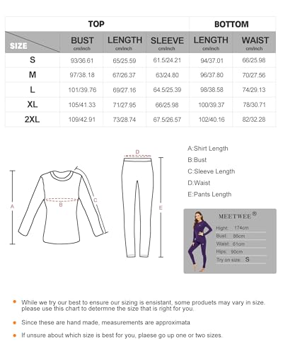 MEETWEE Thermal Underwear for Women, Winter Warm Base Layer Top & Bottom Set Ski Cold Weather Gear with Fleece Lined Purple