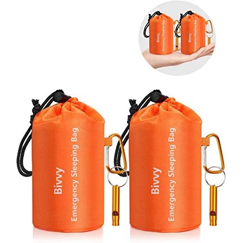 Timok Emergency Sleeping Bags Thermal-Emergency-Blankets?Ultralight Space Blankets Survival Waterproof Bivy Sack Multi-Purpose Survival Gear for Hiking, Camping, First Aid Kits, Outdoor Survival Gear