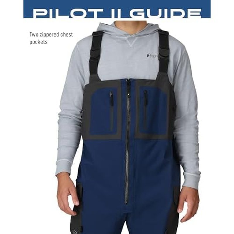 FROGG TOGGS Men's Pilot II Guide Waterproof Breathable Rain Bib, Dust Blue/Slate, Medium