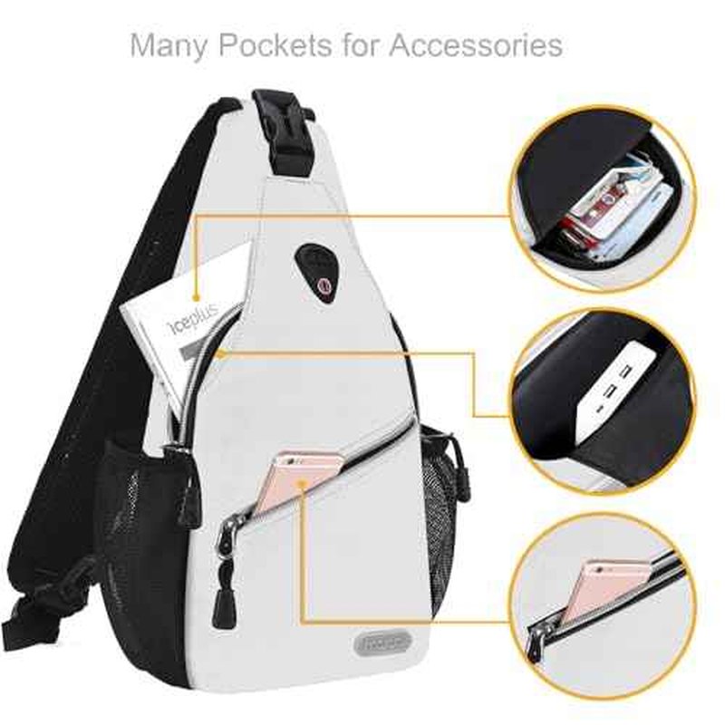 MOSISO Mini Sling Backpack,Small Hiking Daypack Travel Outdoor Casual Sports Bag, Ivory White