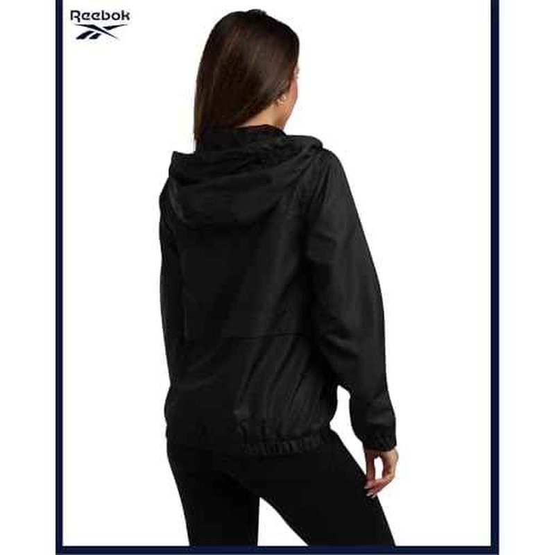 Reebok Womens Windbreaker Jacket - Lightweight Water and Wind Resistant Outdoor Hooded Rain Coat for Running (Sizes: S-XL)