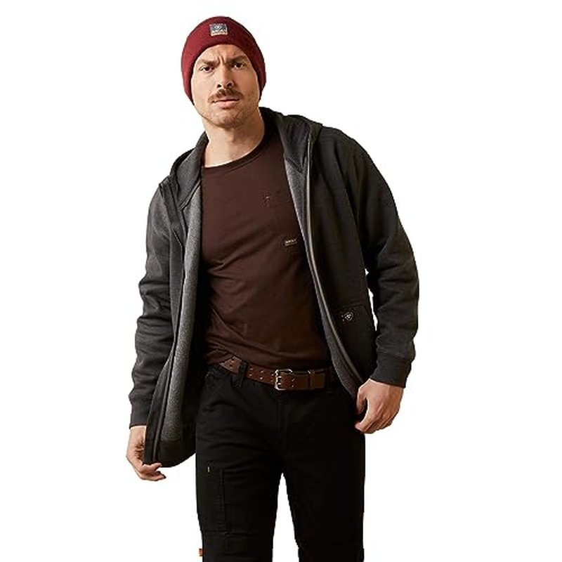 ARIAT mens Mns Rbr Born Ful Zp Hood Char Hth