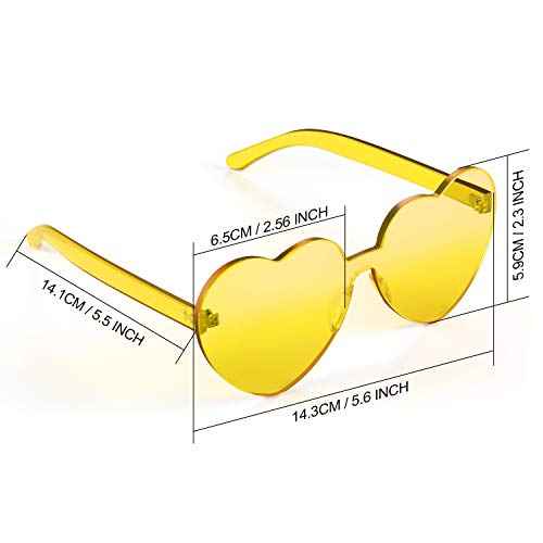 Maxdot Heart Shape Sunglasses Rimless Transparent Heart Glasses Colorful Party Favors