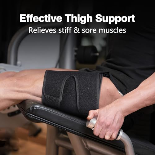 Thigh Brace, Hamstring Quadriceps Support and Thigh Wraps, Adjustable Compression Sleeve Support for Pulled Groin Muscle, Sprains, Tendonitis, Sciatica Pain and Sports Recovery for Men and Women