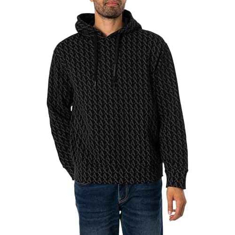 Armani Exchange mens All Over Print Cotton Hooded Sweatshirt
