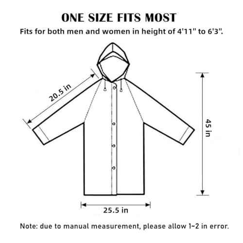 Rain Ponchos for Adults, Reusable Waterproof Hooded EVA Rain Coats Rain Jackets Rainwear for Women Men, Pack of 2