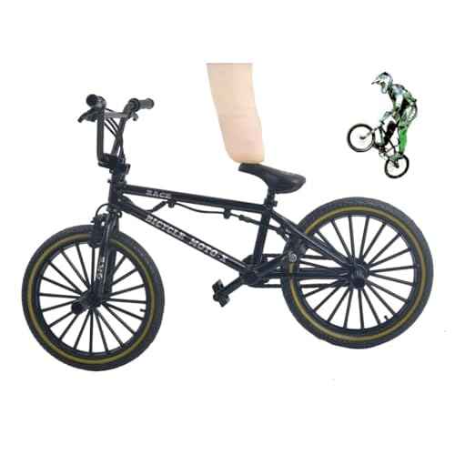 Ailejia Mini Metal Finger Bike Extreme Sports BMX Finger Bicycle Toys Game Set for Kids and Adults, Metal Bike Model Collections Decoration (BMX Black)