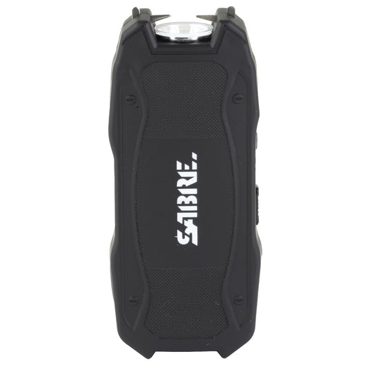 Sabre Stun Gun with Flashlight and Battery Strength Indicator, 1.552 Microcoulombs (µC) Charge, 120 Lumen Flashlight, Increased Reliability, Safety Switch, Rechargeable, Compact Design, Black