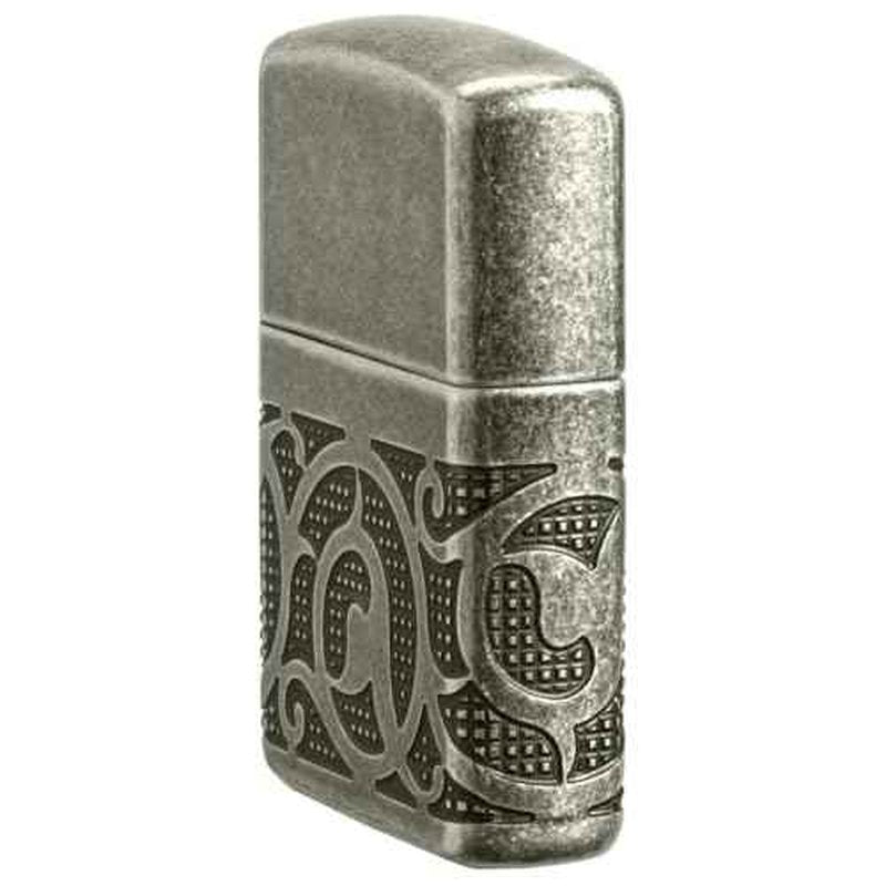 Zippo Pattern Armor Antique Silver Pocket Lighter