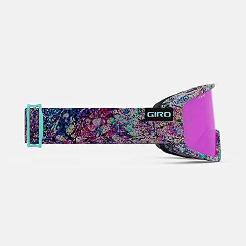 Giro Dylan Ski Goggles - Snowboard Goggles for Women & Youth - Pink Data Mosh Strap with Amber Pink/Yellow Lenses